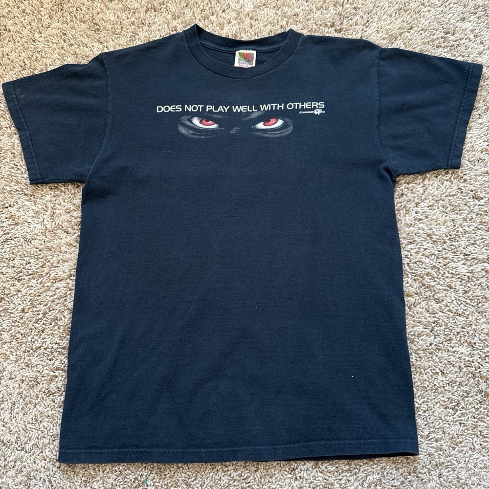 Y2K Vintage 90s/00s No Fear Shirt Mens M Does Not Play Well With Others Eyes